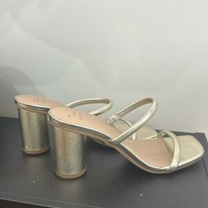 Women’s gold heeled strappy sandal